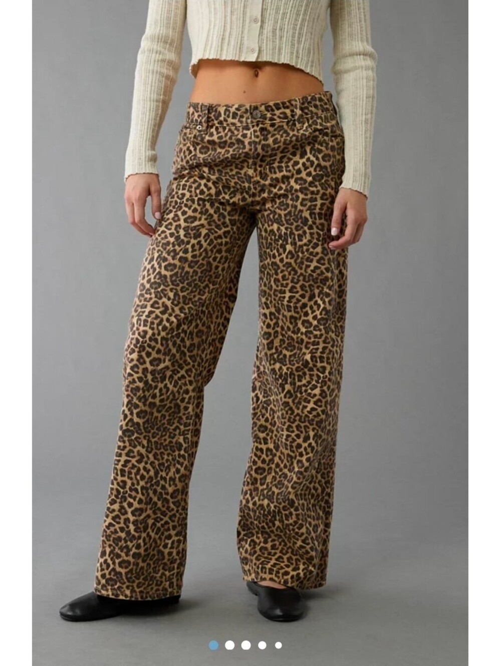 American Eagle Leopard Print Wide Leg Pants sz 2 Long - Picture 2 of 12
